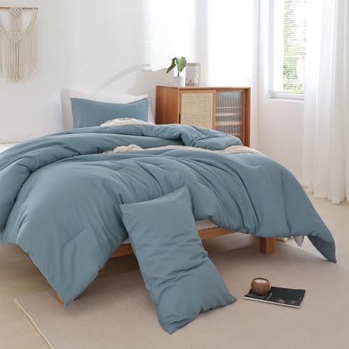 ROSGONIA Alaskan King Comforter, Dusty Blue, 136x120 Soft Bedding Quilt - Image 5