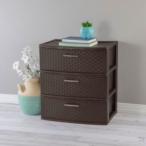 Sterilite Wide 3 Drawer Weave Tower, Home Organizer - Image 2