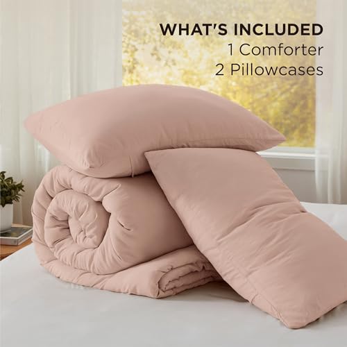 Bedsure California King Comforter Prewashed Soft 3Pcs Dusty Pink 104"x96" - Image 6