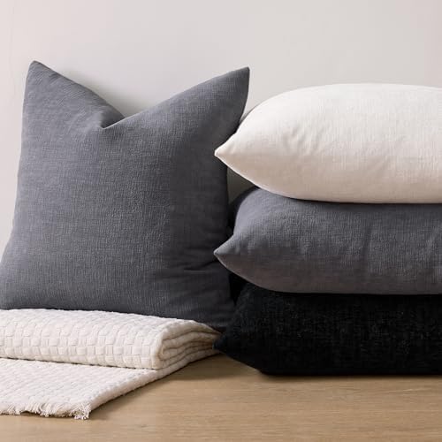 MIULEE Grey Chenille Couch Lumbar Throw Pillow Covers - Image 7