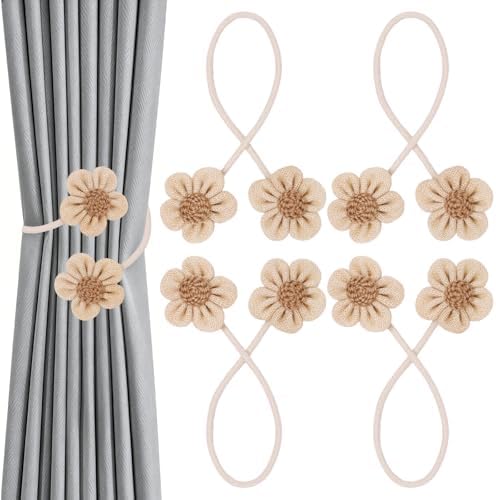 4 Pack Flower Curtain Tiebacks, Rope Curtain Tiebacks Boho Style, Simple by GDFYMIImproveLifeHappyLife