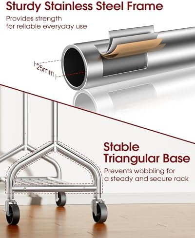Sakugi Extendable 49.8-74.8" W Stainless Steel Clothes Rack - Image 5