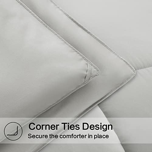 EASELAND Twin XL Down Alternative Comforter, Light Grey, 68x92 Inches - Image 6
