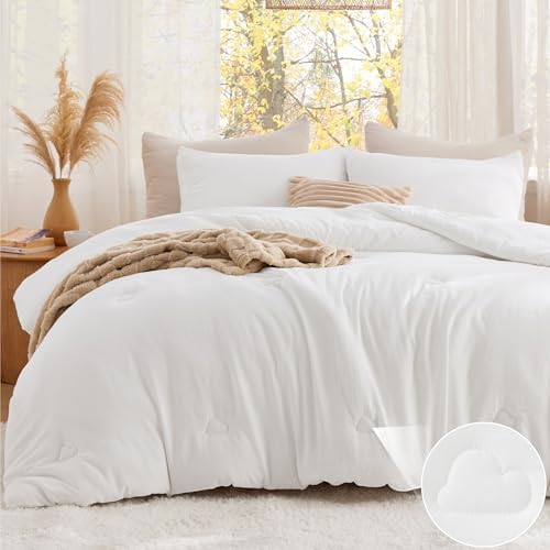 Bedsure King Size Comforter Set White, Soft Prewashed Down Alternative 3Pcs by BEDSURE