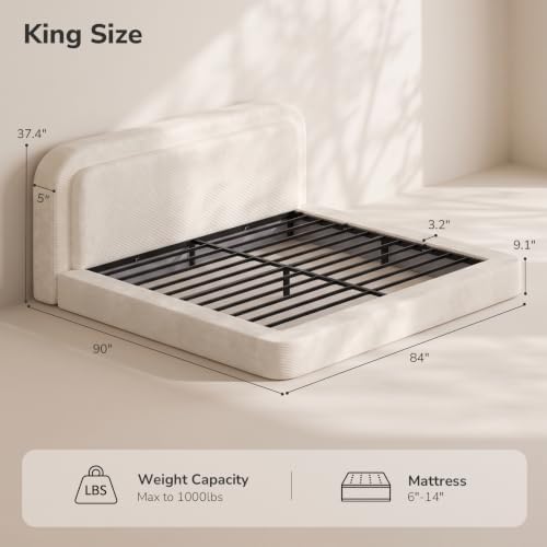 DICTAC Upholstered Cloud Bed Frame King - Image 2