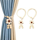 Brown Flower Curtain Tiebacks 2 Pack, Adjustable No-Drill Curtain Ties by Unknown