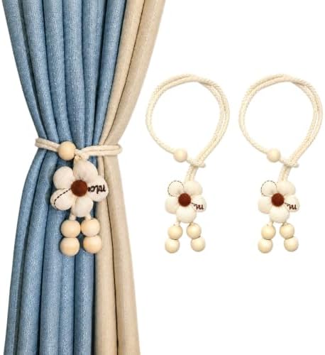 Brown Flower Curtain Tiebacks 2 Pack, Adjustable No-Drill Curtain Ties by Unknown