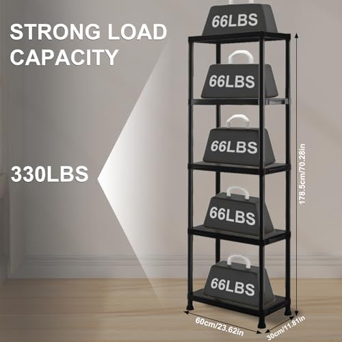 Plastic Storage Shelves, 5 Tier Shelving Unit - Image 3