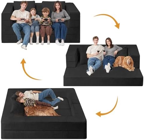 Futon Sofa Bed with Pillow, 3-in-1 Sleeper Sofa Bed with Removable Cover - Image 4