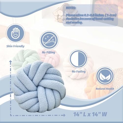 Knot Pillows, 14 Inch Decorative Throw Pillows Round Pillows Cushion, Soft - Image 2