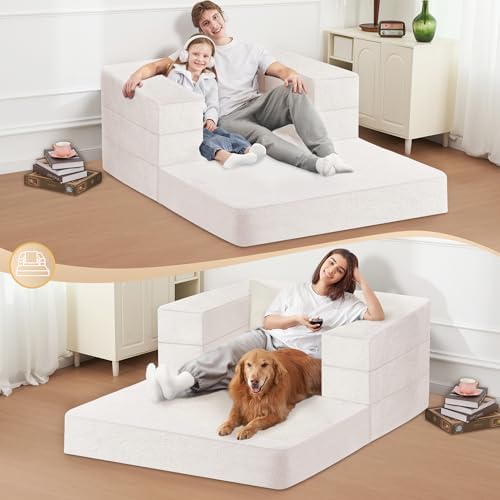 Futon Sofa Bed with Pillow, 3-in-1 Sleeper Sofa Bed with Removable Cover - Image 5
