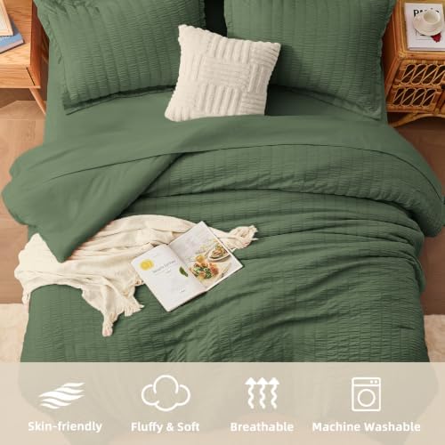 King Size Comforter Set with Sheets, Olive Green - Image 4