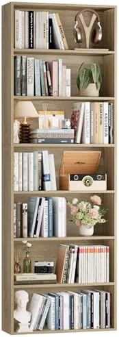 FACBOTALL 82" Tall Bookshelf Bookcase 7-Tier Open Display Shelves, Light Oak by FACBOTALL