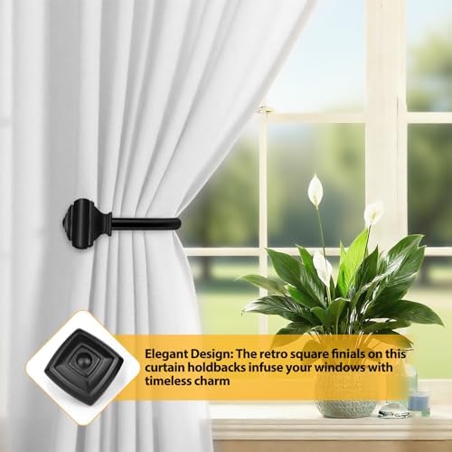 Black Curtain Holdbacks, Decorative Drapery Tiebacks, 2 Pack/1 Pair - Image 3