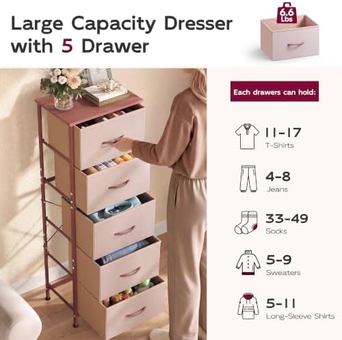 WLIVE Tall Dresser for Bedroom, 5 Drawer Dresser - Image 6