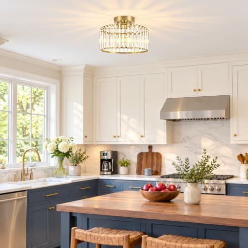 Crystal Ceiling Light Fixture, Modern Semi Flush Mount Ceiling Light, Close To - Image 3
