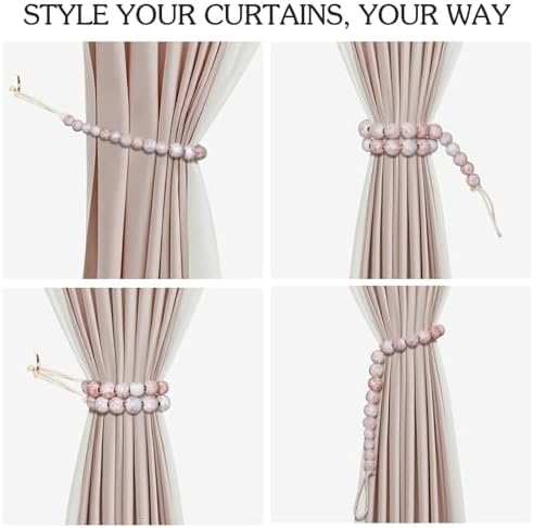 Hion 6 Pack Wood Bead Curtain Tiebacks Holdbacks - Image 4