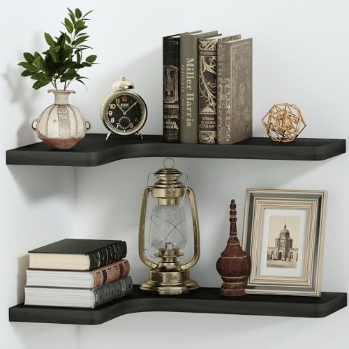 Corner Floating Shelves 24 Inch Wall Mount Shelf Solid Wood by Saumonieres
