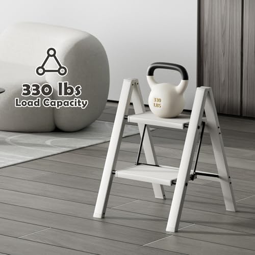Taranta 2 Step Stool Foldable, Aluminum Step Ladder-Misty Gray - Image 5