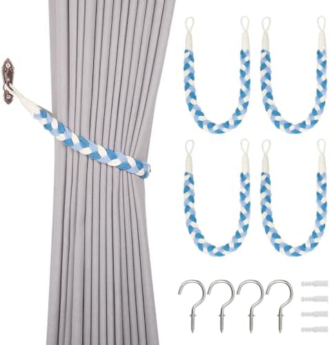 NICEEC 4 Pack Natural Cotton Rope Curtain Tiebacks Elegant Boho Style by NICEEC