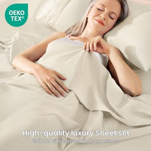 ROSE&RISY Light Beige Queen Sheet Set, Breathable and Cooling Sheet Bed Set - Image 2