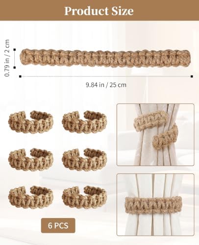 6 Pack Curtain Tiebacks, Boho Outdoor Tie Backs - Image 2