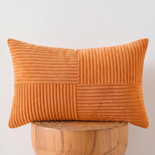 Fancy Homi Orange Long Lumbar Decorative Throw Pillow Covers 16x24 Inch by Fancy+Homi
