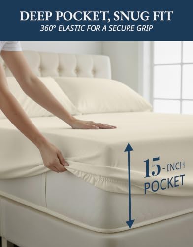 LANE LINEN King Size 100% Egyptian Cotton Sheets Sateen - Image 6