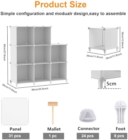 AWTATOS 8 Cube Storage Organizer, Closet Organizer Storage Shelf - Image 5