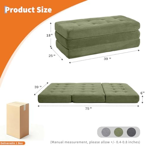 Folding Mattress, 6 Inch Thickness Tufted Folding Mattress - Image 3