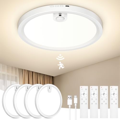 Redane 4 Pack 7" Wireless Motion Sensor Rechargeable Ceiling Light Indoor by Unknown