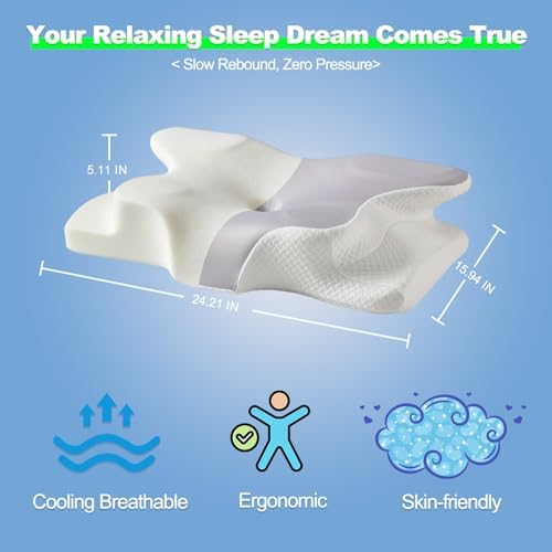 Ergo Cervical Neck Pillow for Sleep apnea, snoring and Neck Pain Relief - Image 3