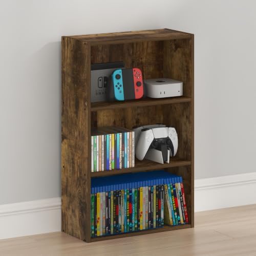 Furinno Basic DVD Shelf, 3-Tier CD Rack, Cube Storage, Amber Pine - Image 5
