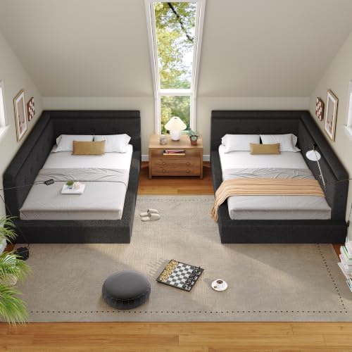 EnHomee Full Corner Cloud Bed Frame 360° Cushioned L-Shaped Daybed - Image 3