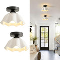 Vintage Black Semi Flush Mount Hallway Ceiling Light 2 Pack Flower Ceramic by WelcometoLuafaclighthouse