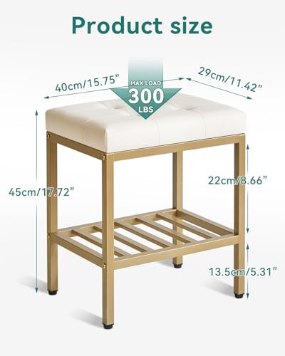 IBUYKE Rectangular Makeup Stool, PU Seat Vanity Chair - Image 3