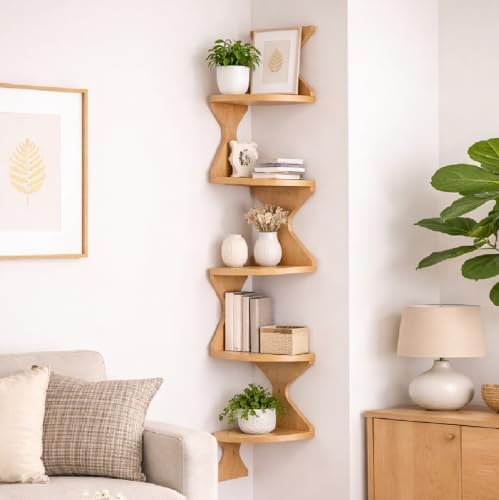 Corner Shelf Wall Mounted, Zigzag Corner Floating Shelves by YCICIHOMEGARDEN