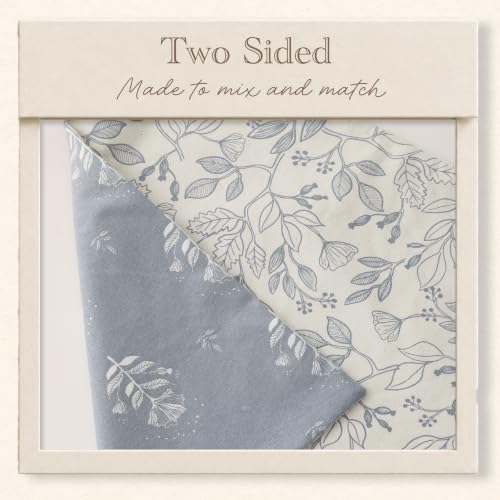 SageSelvas Lumbar Pillow Cover 12x20 Blue Floral Print Cotton - Image 4