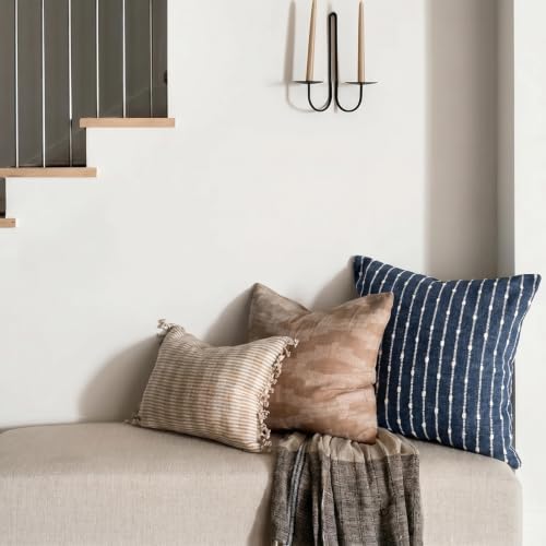 Foindtower Decorative Striped Boucle Throw Pillow Covers 20x20 Dark Blue - Image 6
