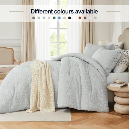 Quataly Queen Comforter Set Seersucker Lightweight Bed Set - Image 5