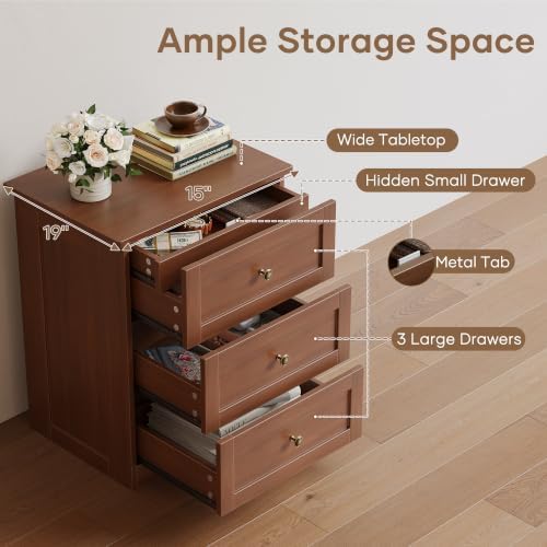 wanan Dresser for Bedroom Set of 2, Walnut Modern 19'' Wide Wood Chest of - Image 4