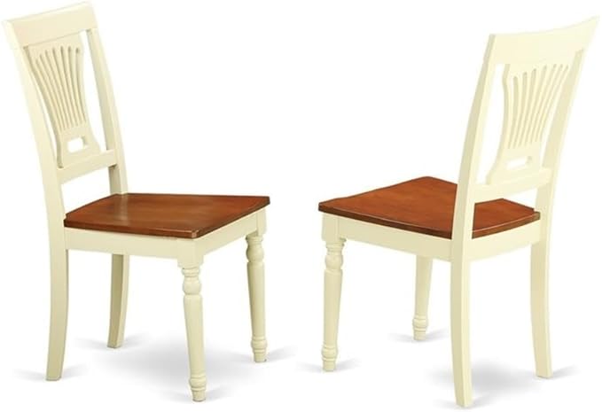 East West Furniture DOPL7-WHI-W 7 Piece Dining Table Set Consist of a Rectangle Dining Room Table with Butterfly Leaf and 6 Wood Seat Chairs, 42x78 Inch, Buttermilk & Cherry