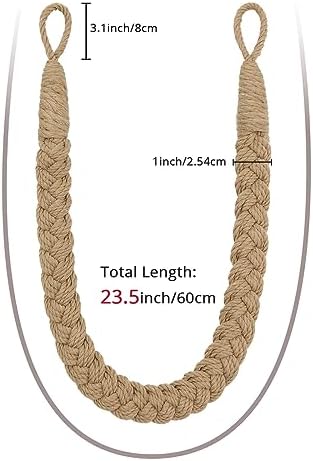 NICEEC 2 Pack Natural Cotton Rope Curtain Tiebacks Elegant Boho Style - Image 3