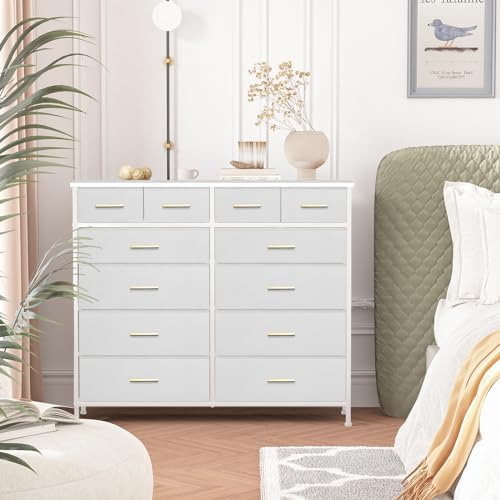 VASICAR Chest of Drawers for Bedroom 12 Deep Drawers Tall Fabric Dresser - Image 2