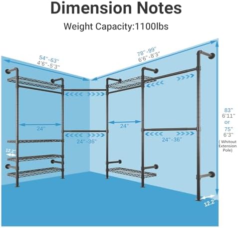 L4 L Shape Garment Rack Heavy Duty Clothes Racks - Image 4