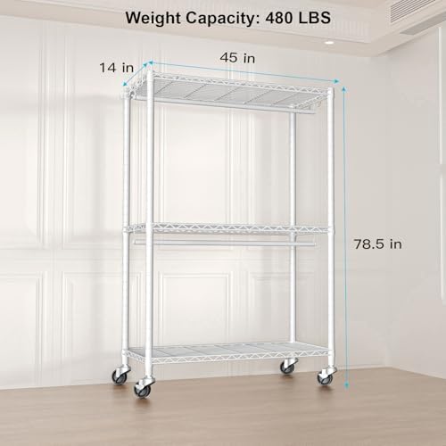 Rolling Clothes Rack, Clothing Racks - Image 5