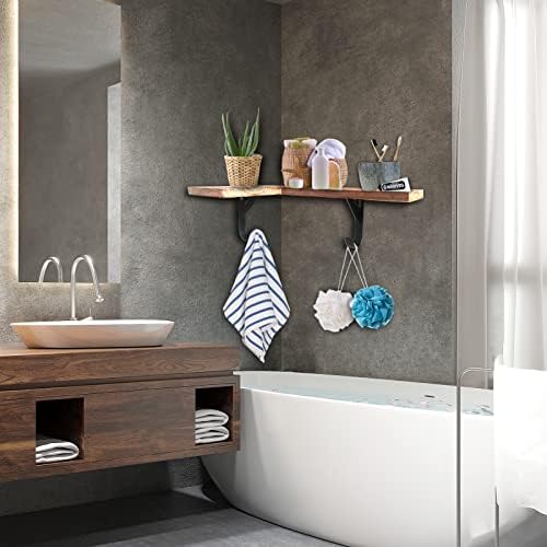 HAO Floating Corner Wall Shelves Rustic Wood Mounted Shelving L Shape Shelf - Image 5