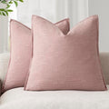 Foindtower Linen Solid Decorative Throw Pillow Covers 26x26 Inch Rose Pink by Foindtower
