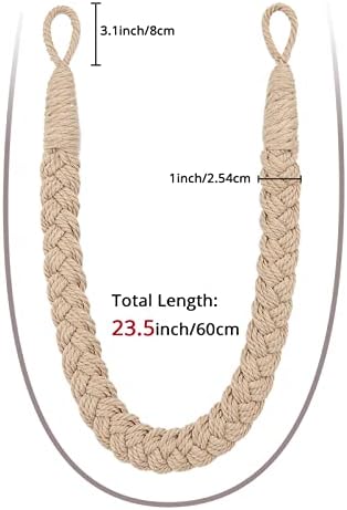 NICEEC 4 Pack Natural Cotton Rope Curtain Tiebacks Elegant Boho Style - Image 3