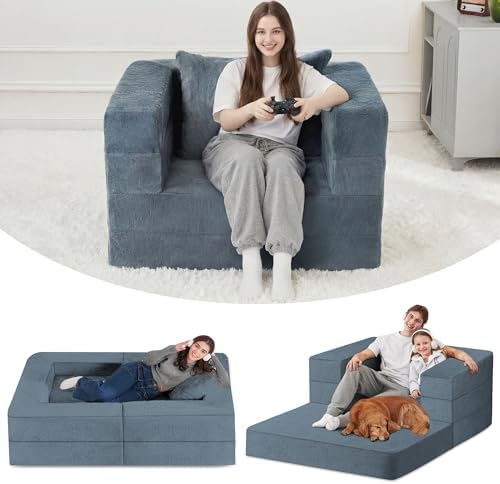 Futon Sofa Bed with Pillow, 3-in-1 Sleeper Sofa Bed with Removable Cover by Cansunna